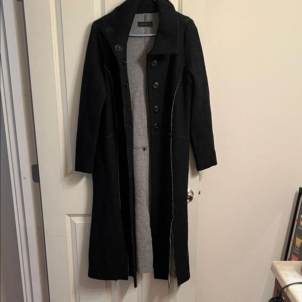 Luukaa Black Sweater Coat with High Collar Size 10 - Picture 5 of 10